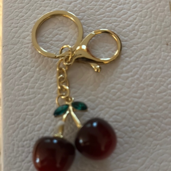 Cherry Charm Gold Keychain - Picture 3 of 4